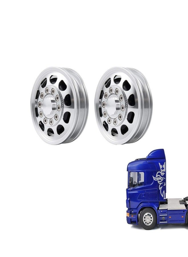 Que-T 2pcs Metal Front Beadlock Wheel Rims Wheel Hubs for 1: 14 Tamiya RC Climbing Trailer Cargo Truck - Image 1